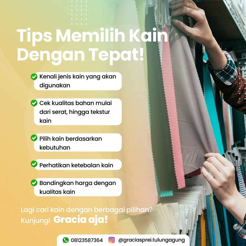 <p>Tips memilih kain yang pertama anda bisa kenali